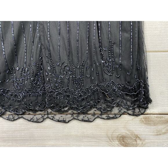 Vtg Phool Dress XL Little Black Beaded Overlay Lined Party 50's Retro Look NEW! - Picture 10 of 12